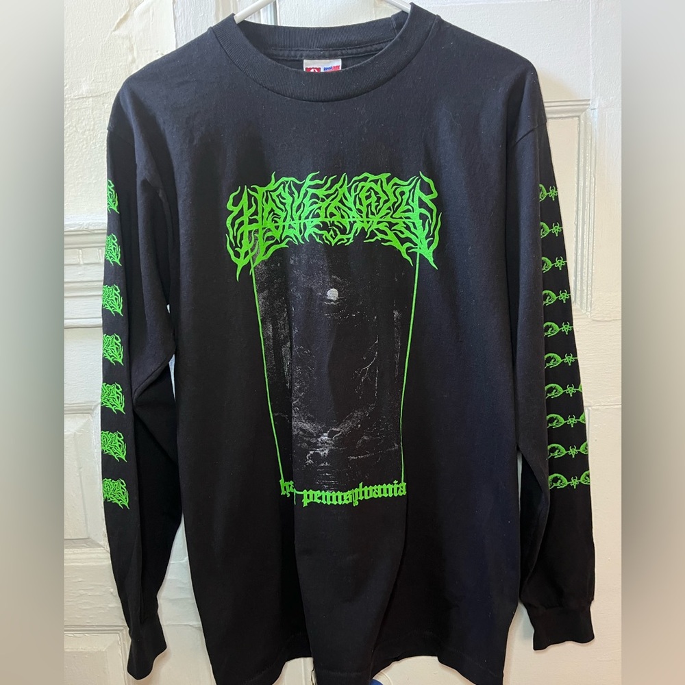 Black + green long sleeve shirt from HouseflyFishing Hawley, PA. Size med.